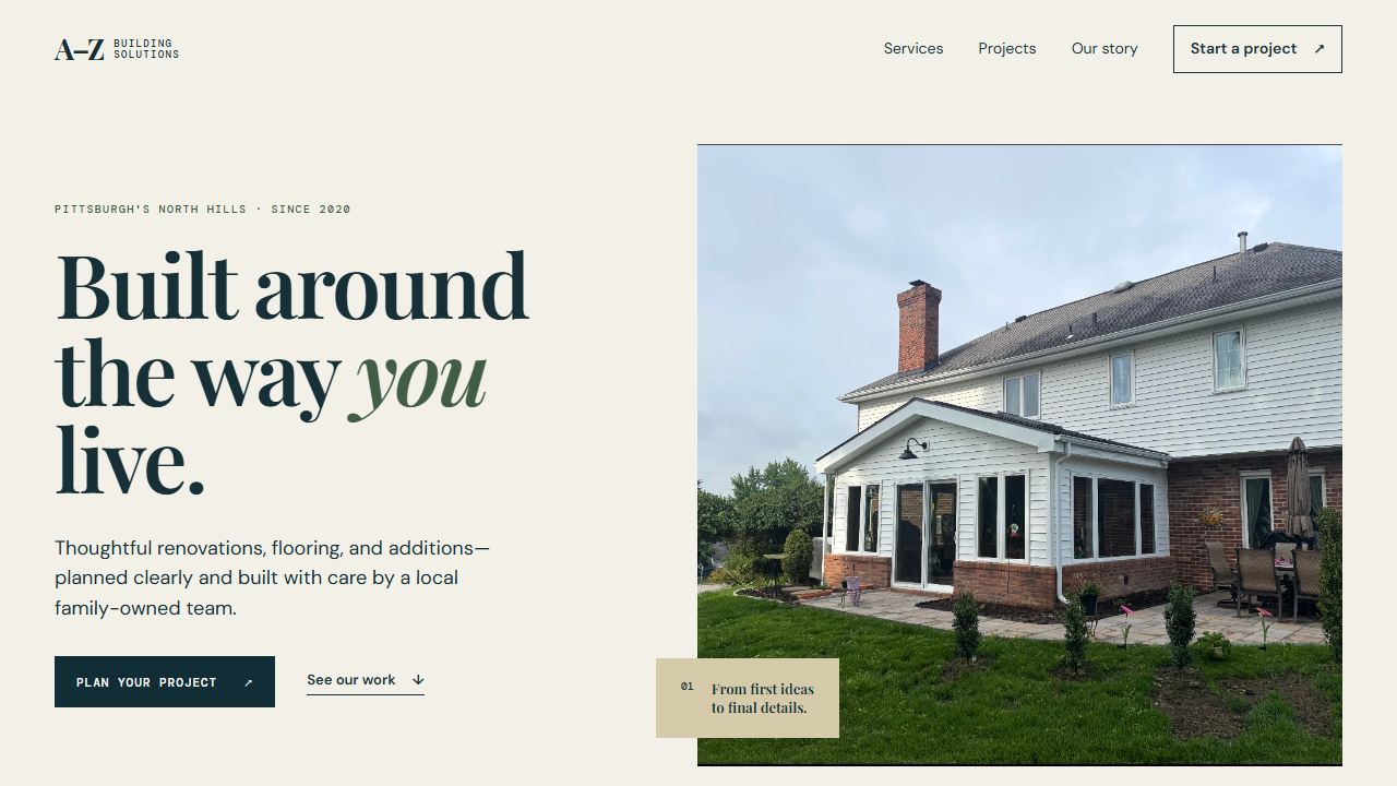 A-Z Building Solutions website preview